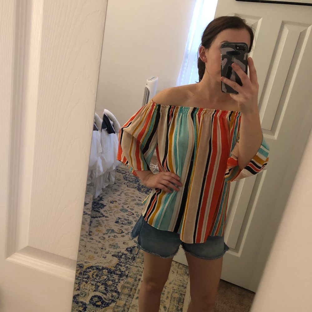 Target off the shoulder multi-color top